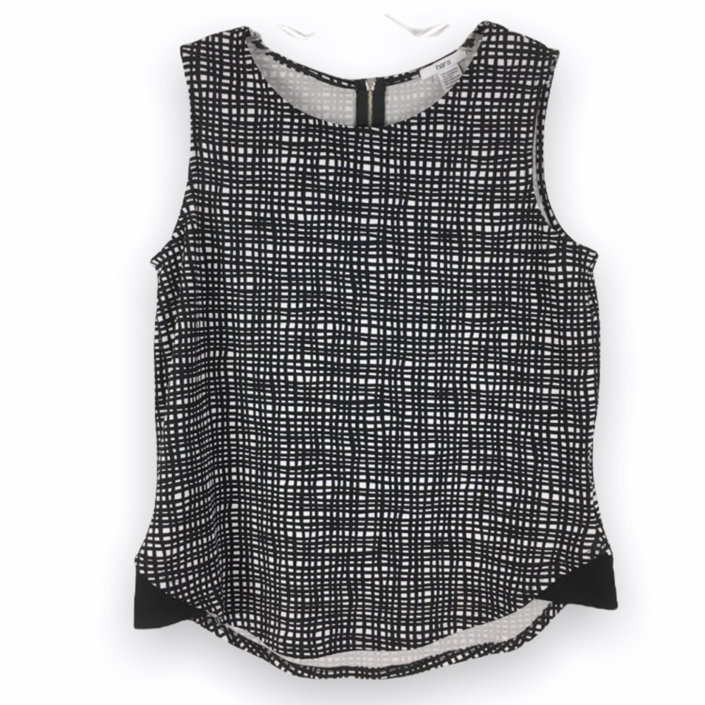 NWT Bar III Sleeveless Black & White‎ Top Shirt L